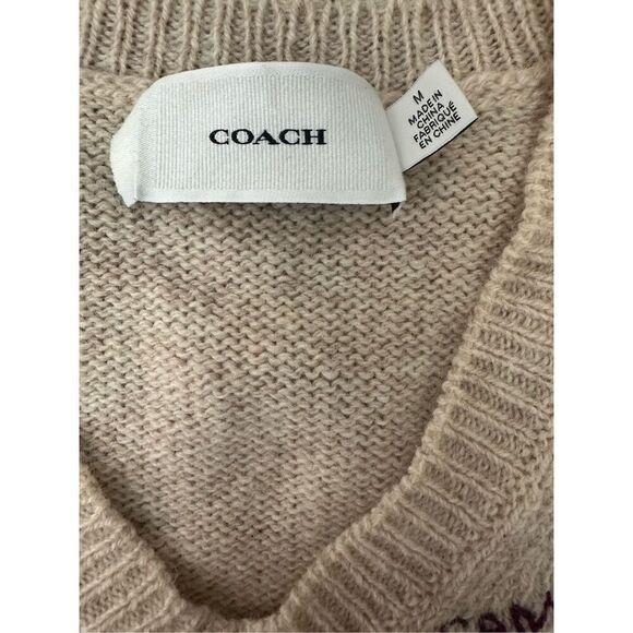 Coach Embroidered Wool Sweater Size M - Picture 4 of 7